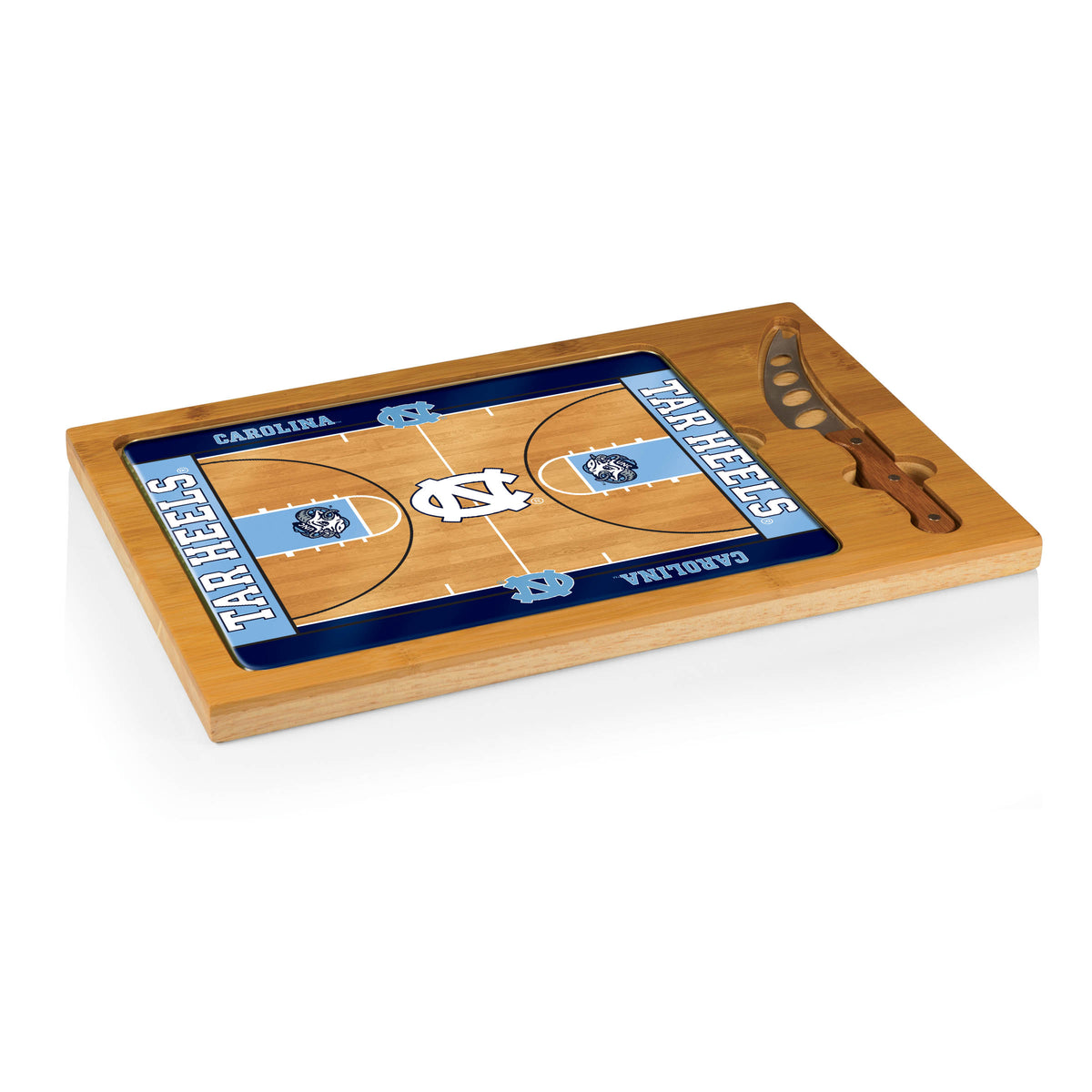 North Carolina Tar Heels Icon Glass Top Cutting Board & Knife Set - Basketball