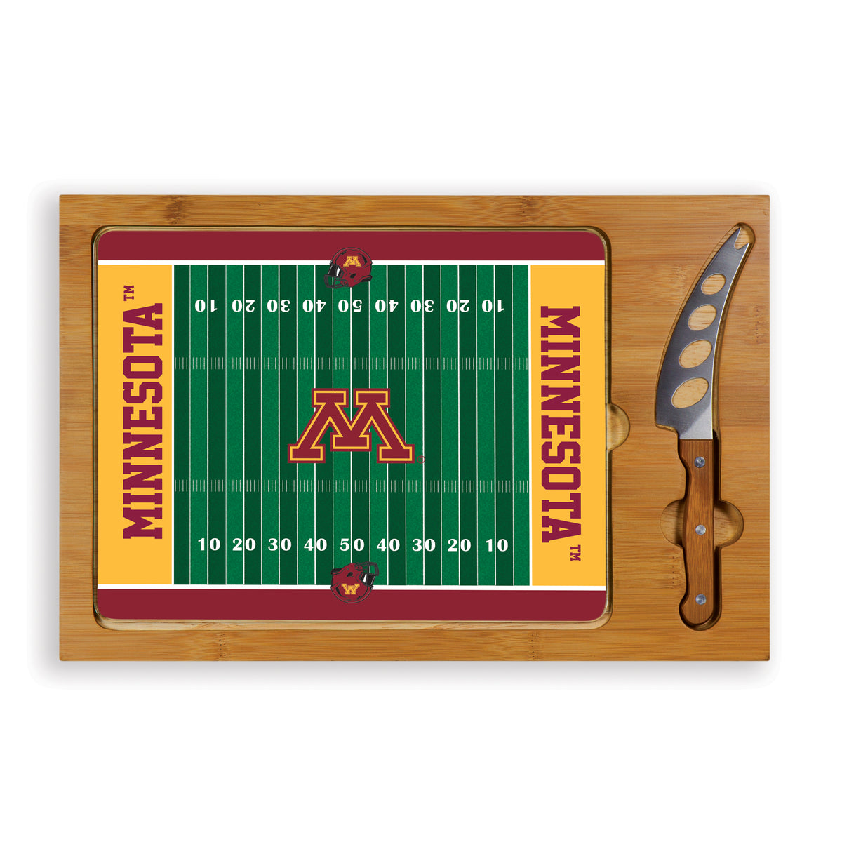 Minnesota Golden Gophers Icon Glass Top Cutting Board & Knife Set