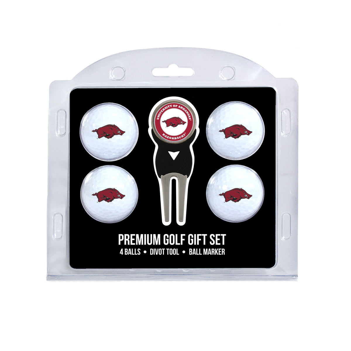 Arkansas Razorbacks 4 Golf Balls And Divot Tool Gift Set