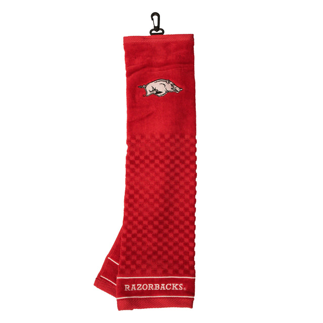 Arkansas Razorbacks Tri-Fold Embroidered Scrubber Golf Towel