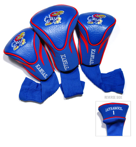 Kansas Jayhawks 3 Pack Embroidered Contour Golf Headcovers
