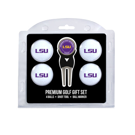 LSU Tigers 4 Golf Balls And Divot Tool Gift Set