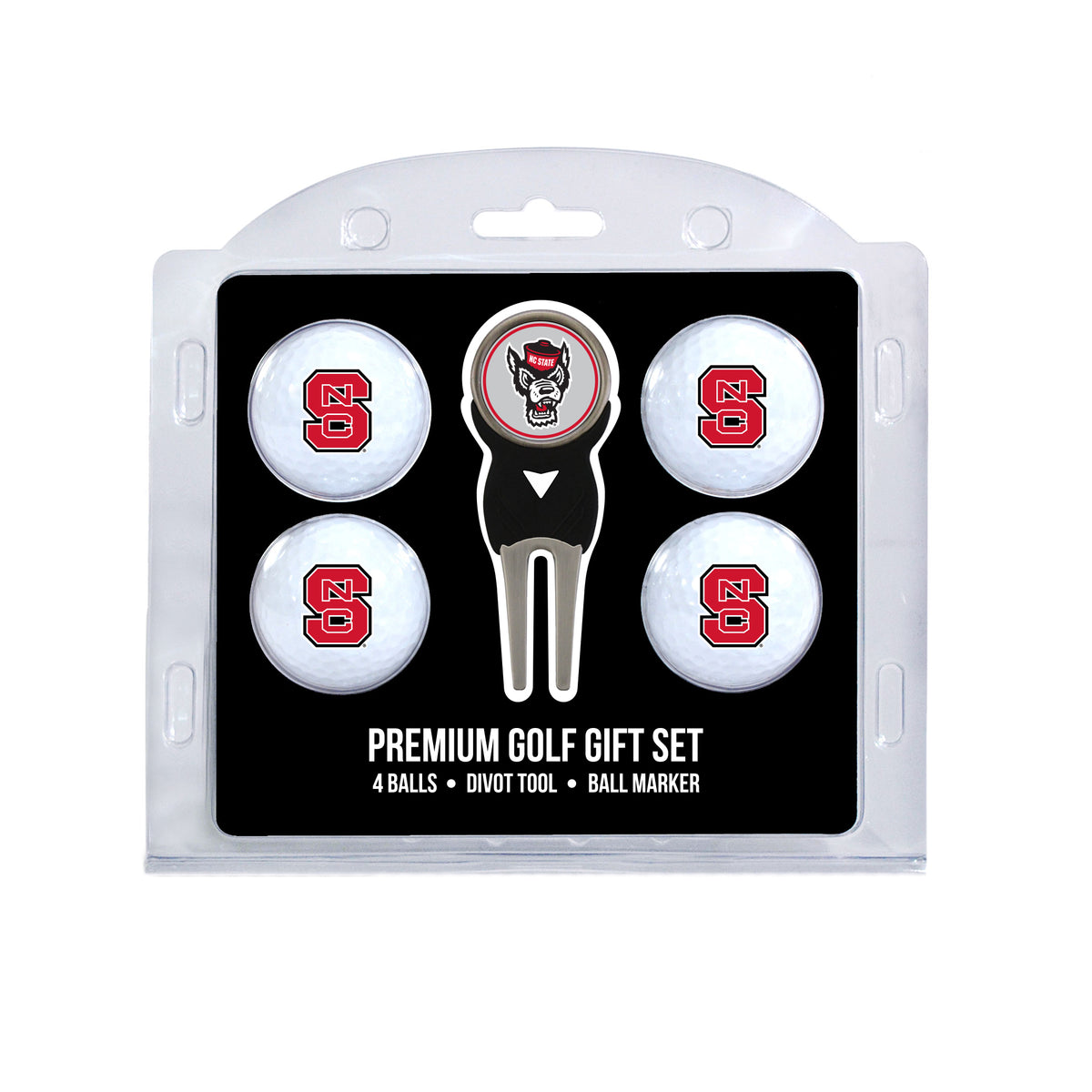 NC State Wolfpack 4 Golf Balls And Divot Tool Gift Set