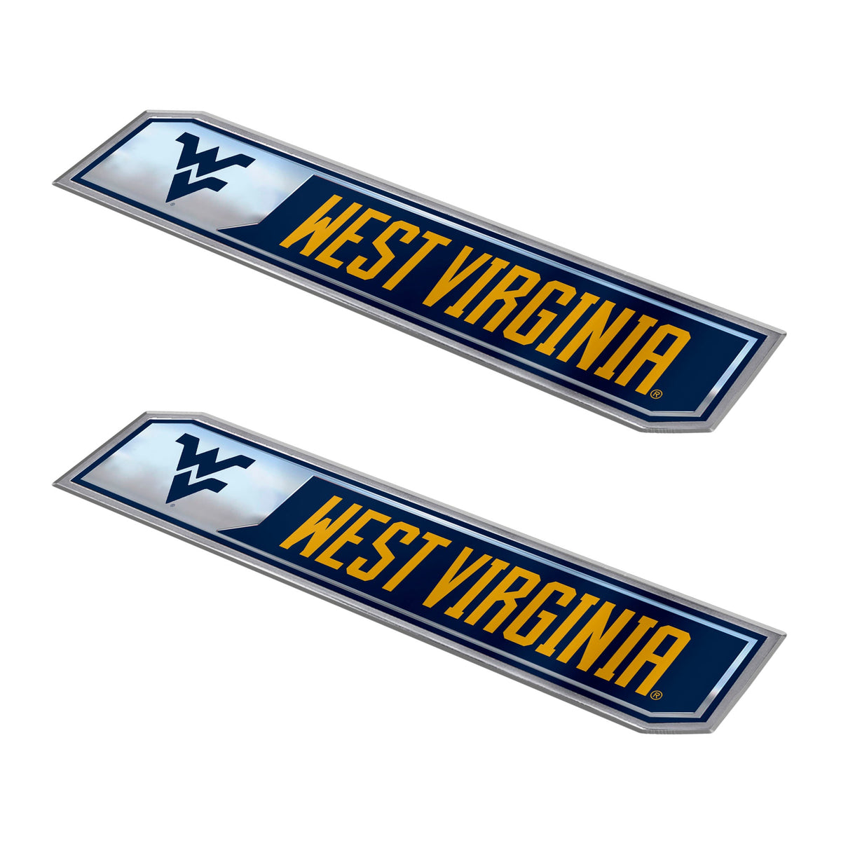 West Virginia University Embossed Truck Emblem 2-pk