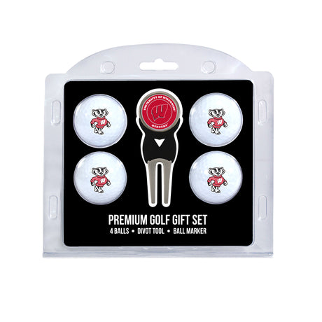 Wisconsin Badgers 4 Golf Balls And Divot Tool Gift Set