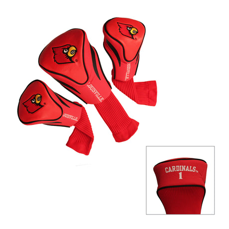 Louisville Cardinals 3 Pack Embroidered Contour Golf Headcovers