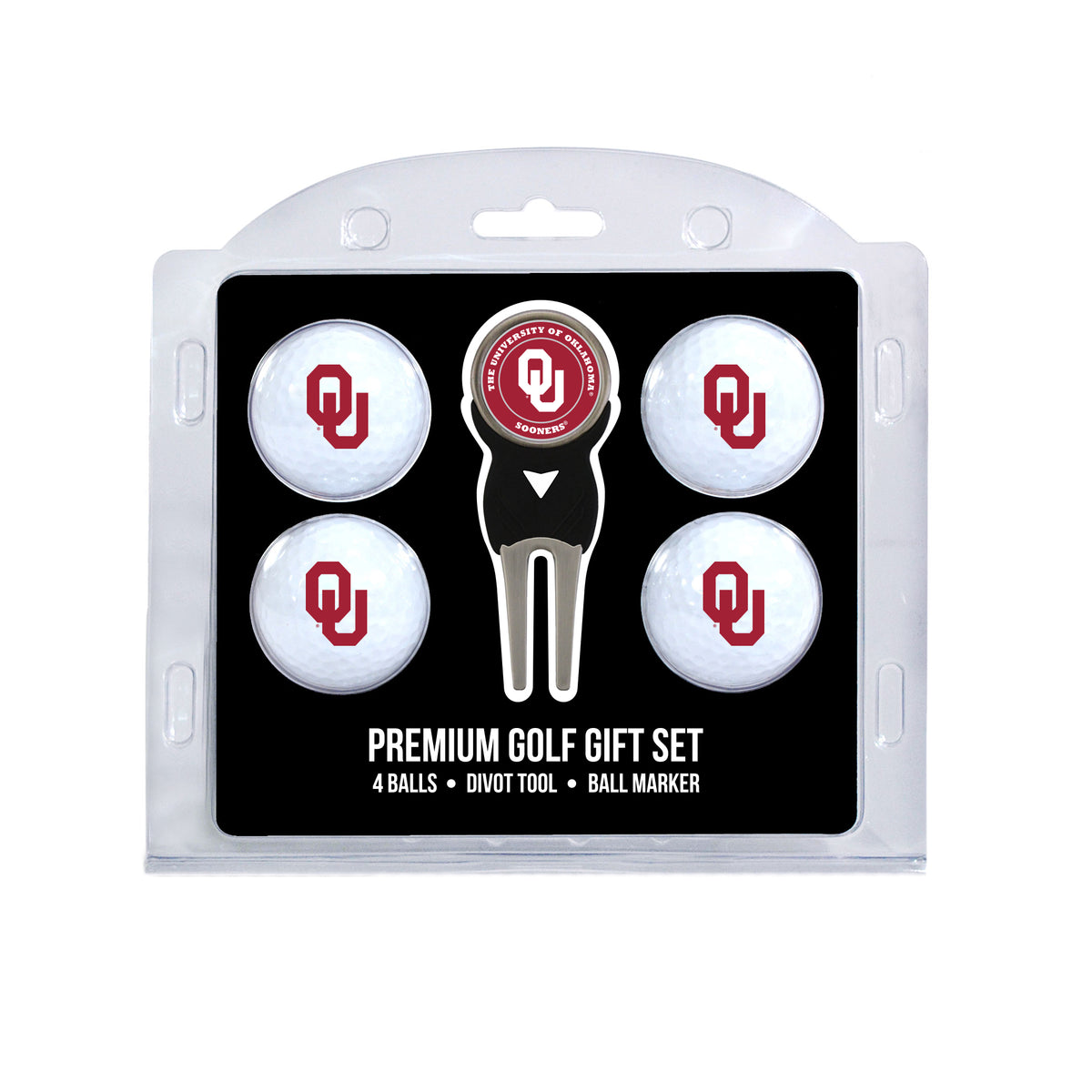 Oklahoma Sooners 4 Golf Balls And Divot Tool Gift Set