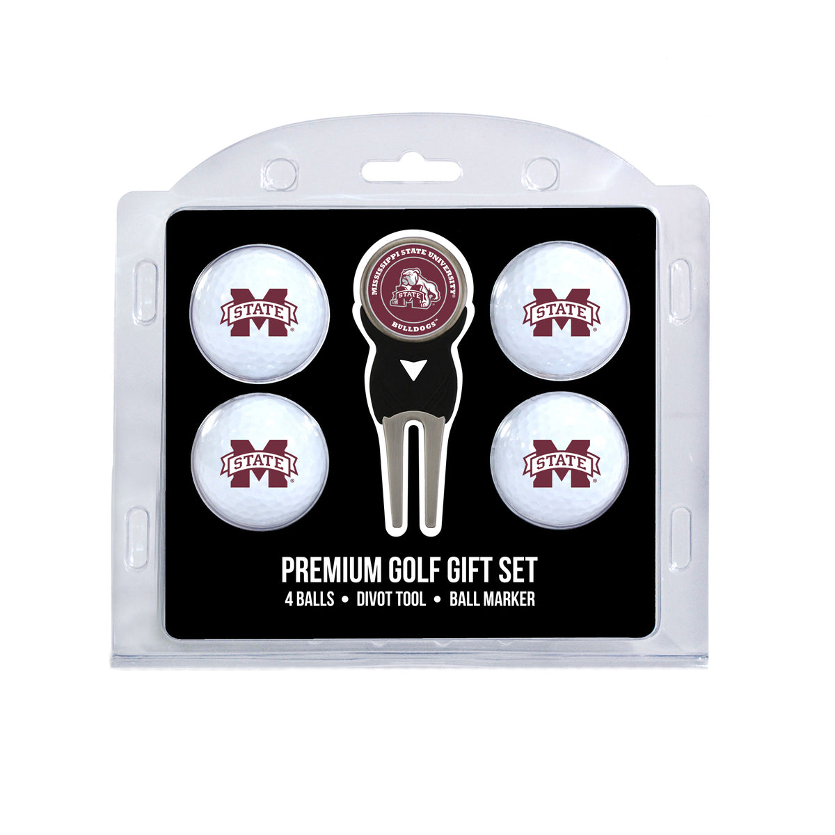 Mississippi State Bulldogs 4 Golf Balls And Divot Tool Gift Set