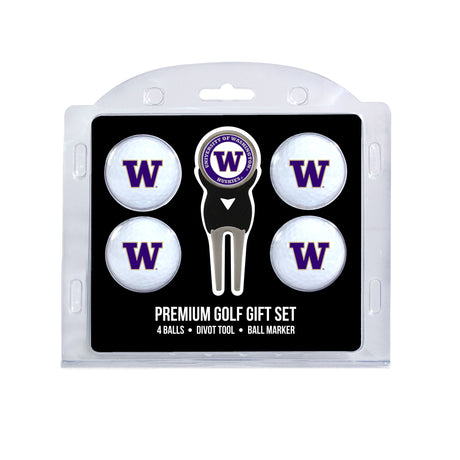 Washington Huskies 4 Golf Balls And Divot Tool Gift Set