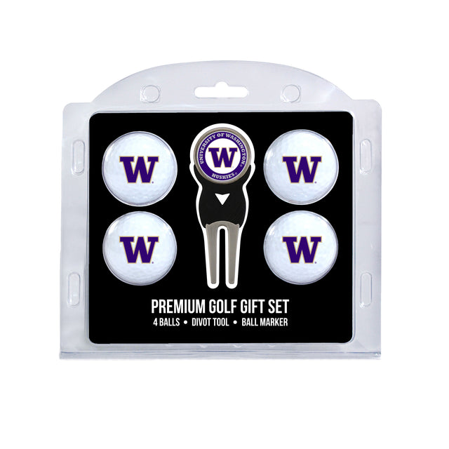 Washington Huskies 4 Golf Balls And Divot Tool Gift Set
