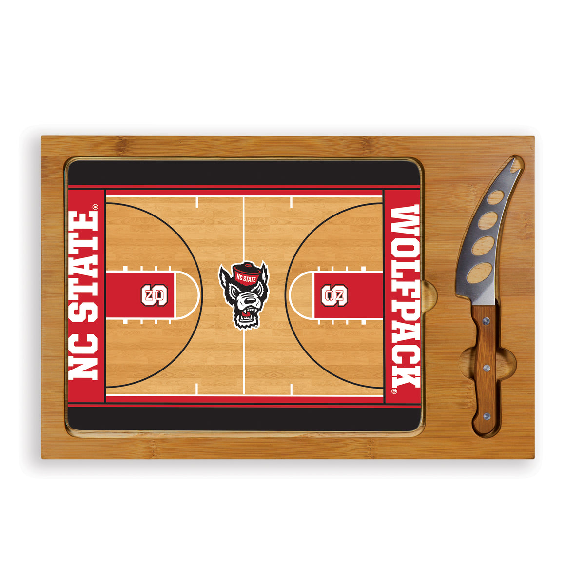 NC State Wolfpack Icon Glass Top Cutting Board & Knife Set - Basketball