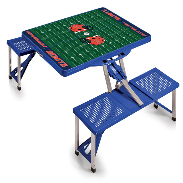 Illinois Fighting Illini Picnic Table Portable Folding Table with Seats