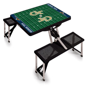 Georgia Tech Yellow Jackets Picnic Table Portable Folding Table with Seats