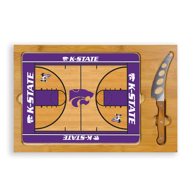 Kansas State Wildcats Icon Glass Top Cutting Board & Knife Set - Basketball