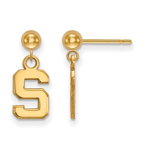 Michigan Wolverines Gold Plated Sterling Silver Extra Small Dangle Wire Earrings