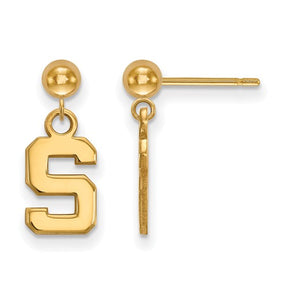 Michigan Wolverines Gold Plated Sterling Silver Extra Small Dangle Wire Earrings