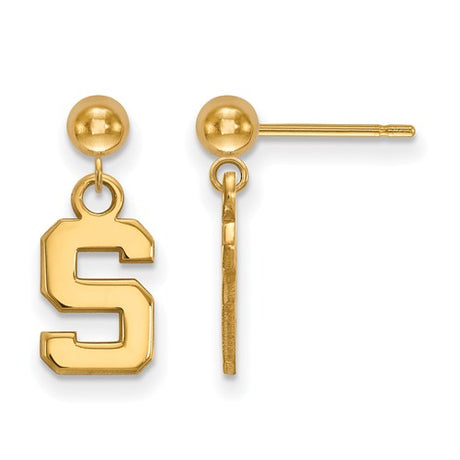 Michigan Wolverines Gold Plated Sterling Silver Extra Small Dangle Wire Earrings