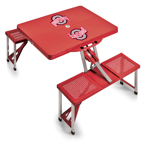 Ohio State Buckeyes Picnic Table Portable Folding Table with Seats