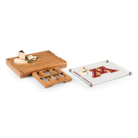 Minnesota Golden Gophers Concerto Glass Top Cheese Cutting Board & Tools Set