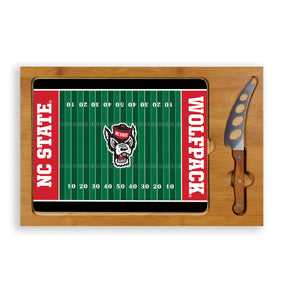 NC State Wolfpack Icon Glass Top Cutting Board & Knife Set - Football