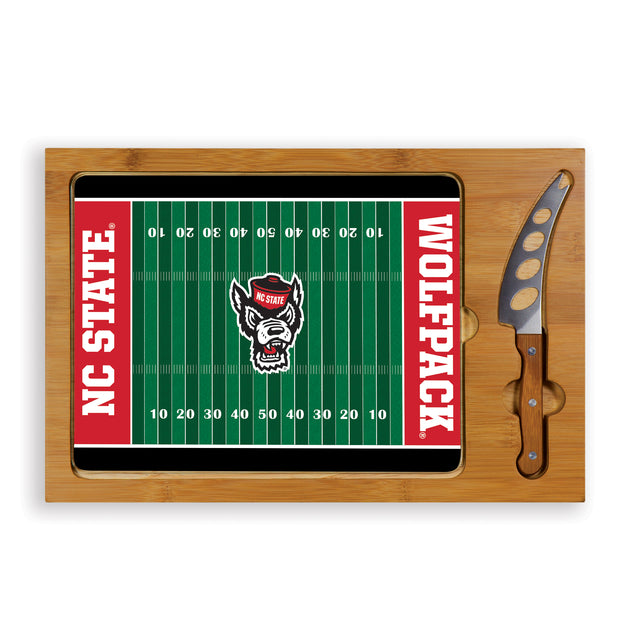NC State Wolfpack Icon Glass Top Cutting Board & Knife Set - Football