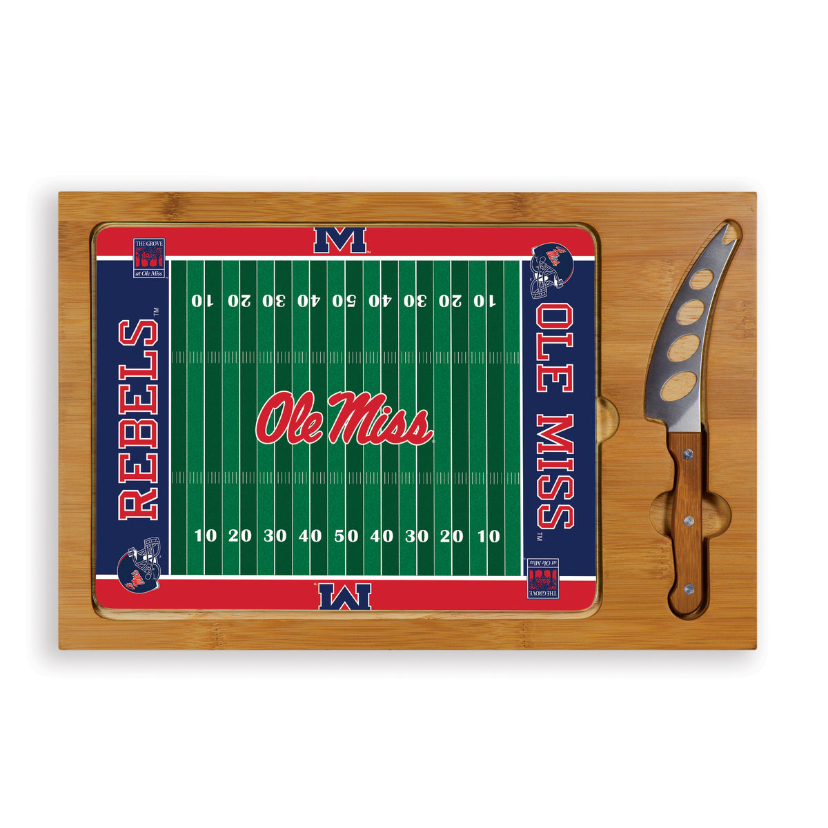 Mississippi Rebels Icon Glass Top Cutting Board & Knife Set