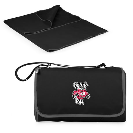 Wisconsin Badgers Outdoor Picnic Blanket and Tote - Black