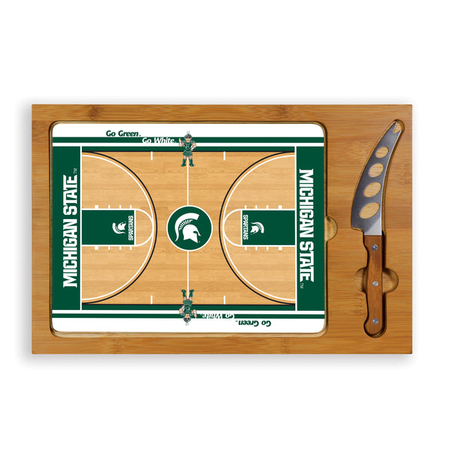 Michigan State Spartans Icon Glass Top Cutting Board & Knife Set