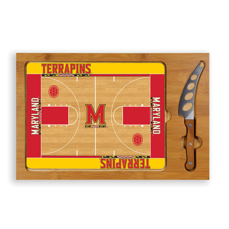 Maryland Terrapins Icon Glass Top Cutting Board & Knife Set - Basketball