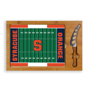 Syracuse Orange Icon Glass Top Cutting Board & Knife Set - Football