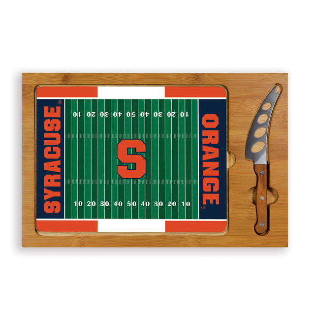 Syracuse Orange Icon Glass Top Cutting Board & Knife Set - Football