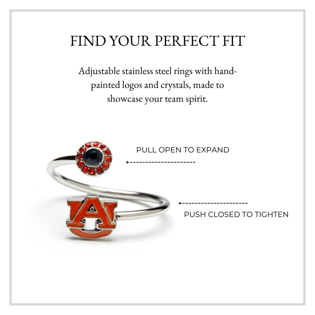 Auburn Tigers Red Stainless Steel Adjustable Ring