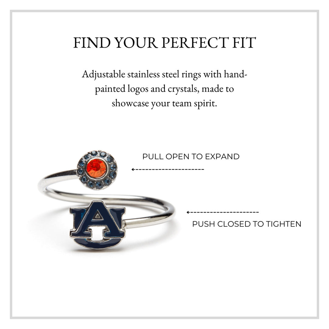 Auburn Tigers Blue Stainless Steel Adjustable Ring