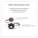Auburn Tigers Blue Stainless Steel Adjustable Ring