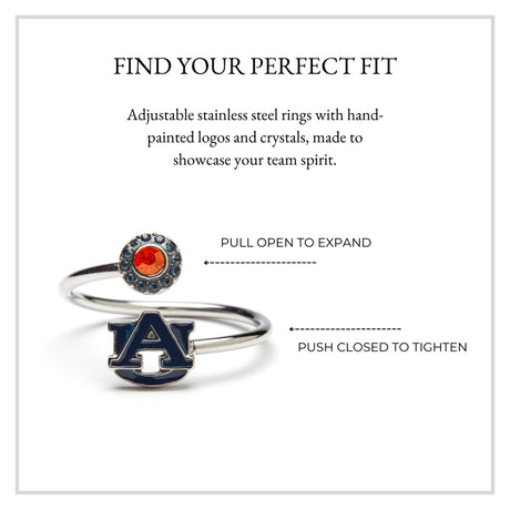 Auburn Tigers Blue Stainless Steel Adjustable Ring