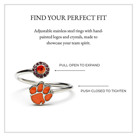 Clemson Tigers Stainless Steel Adjustable Ring