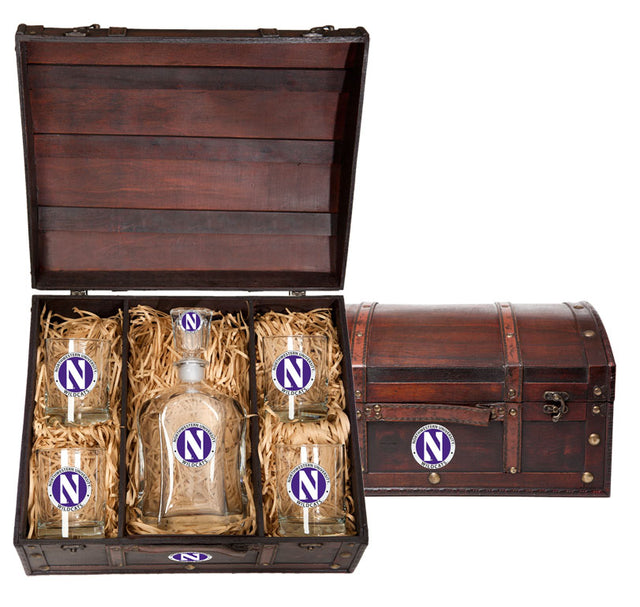 Northwestern Wildcats Capitol Decanter Chest Set