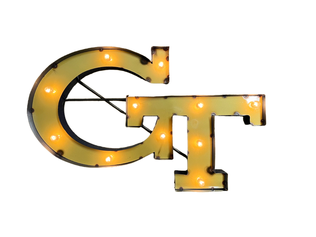 Georgia Tech Yellow Jackets Recycled Metal Wall Decor Illuminated