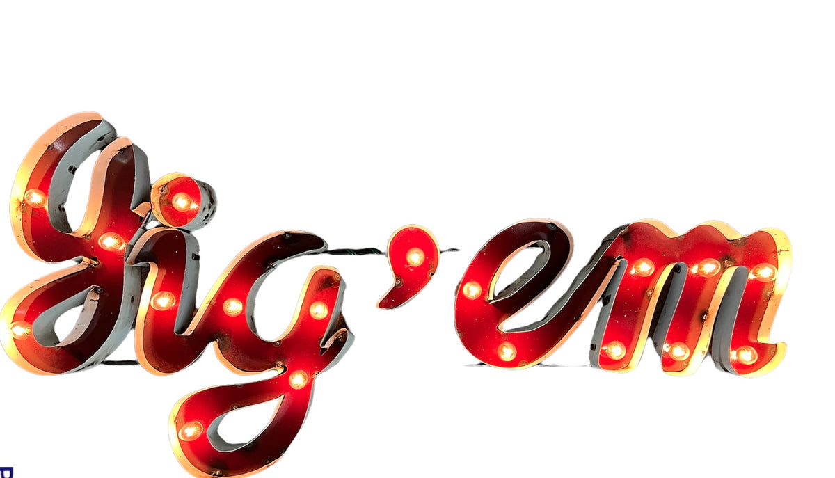 Texas A&M Aggies Recycled Metal Wall Decor Gigem Script  Illuminated