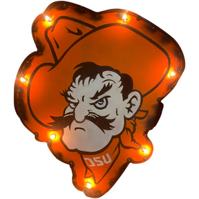 Oklahoma State Cowboys Recycled Metal Wall Decor Illuminated Pete