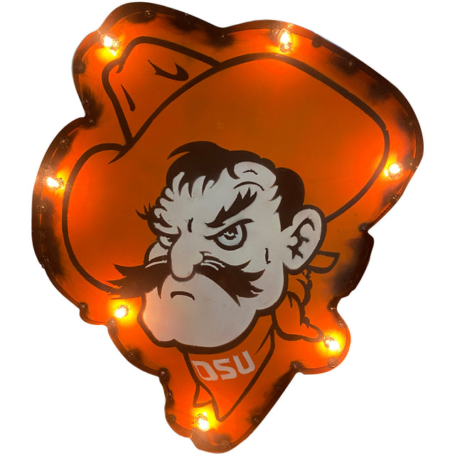 Oklahoma State Cowboys Recycled Metal Wall Decor Illuminated Pete