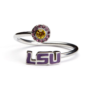 LSU Tiger Stainless Steel Adjustable Ring