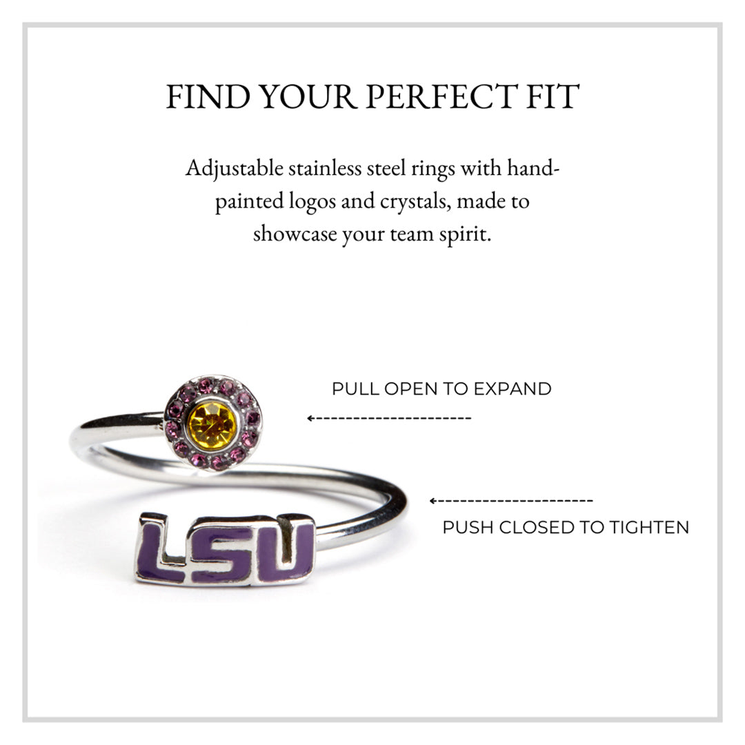 LSU Tiger Stainless Steel Adjustable Ring