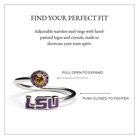 LSU Tiger Stainless Steel Adjustable Ring