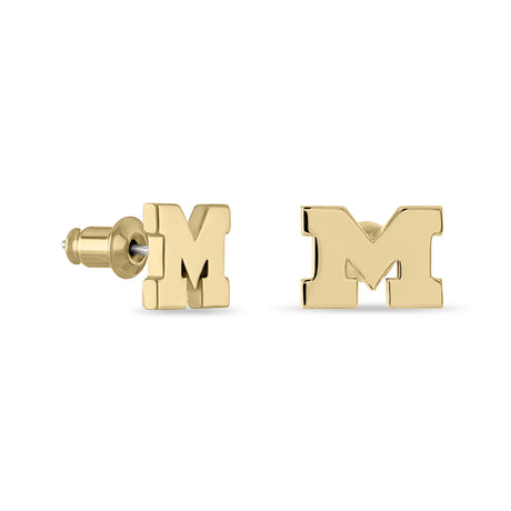 Michigan Wolverines Gold Plated M Stud Earrings