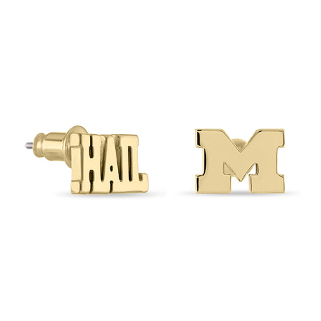 Michigan Wolverines Mix 'n Match Gold Plated Stud Earrings