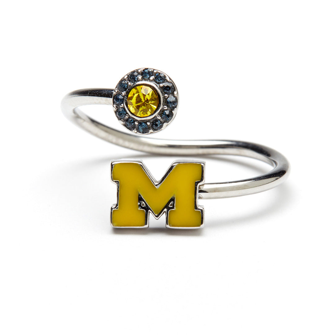 Michigan Wolverines Yellow Stainless Steel Adjustable Ring