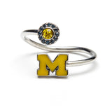 Michigan Wolverines Yellow Stainless Steel Adjustable Ring