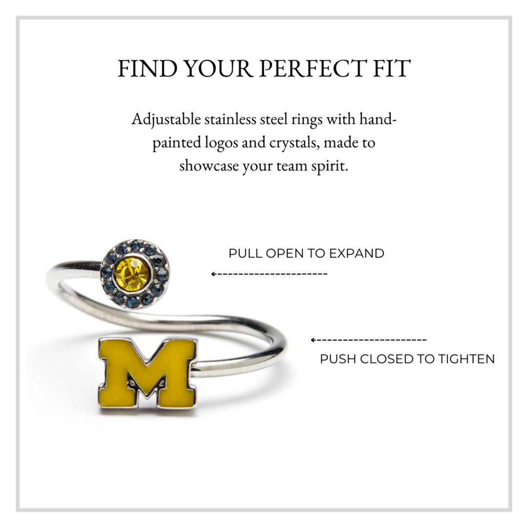 Michigan Wolverines Yellow Stainless Steel Adjustable Ring