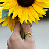Michigan Wolverines Yellow Stainless Steel Adjustable Ring